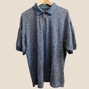 Chereskin Polo Shirt Mens Large Blue Geometric Abstract Stretch Short Sleeve L